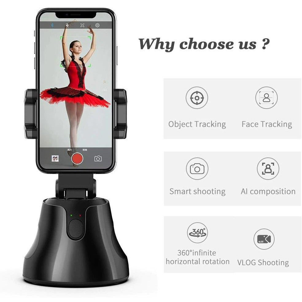 360 Auto Rotational Face Tracking+Object Tracking Camera Phone Holder