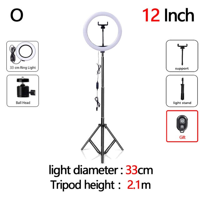 LED Selfie/Youtube Video lighting With Tripod USB Ring Lamp
