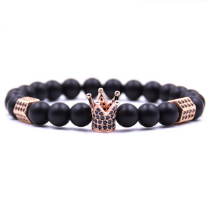 Natural Stone Micro Crown Inlaid Copper Bracelet