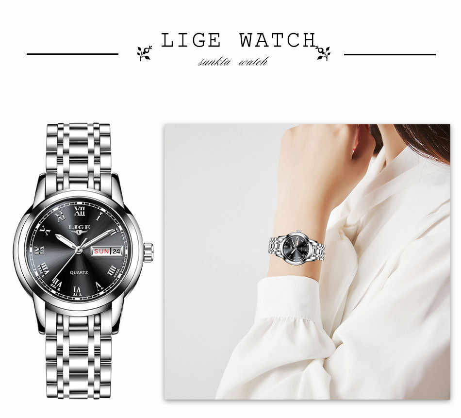 New LIGE Women Waterproof Wristwatch