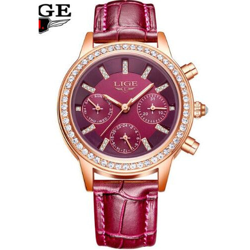 New LIGE Women Waterproof Wristwatch