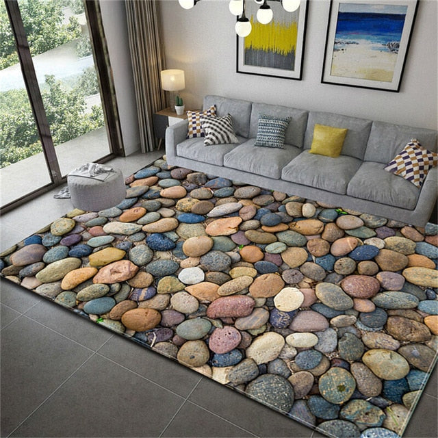 Soft Flannel Large Stones Pattern Carpet