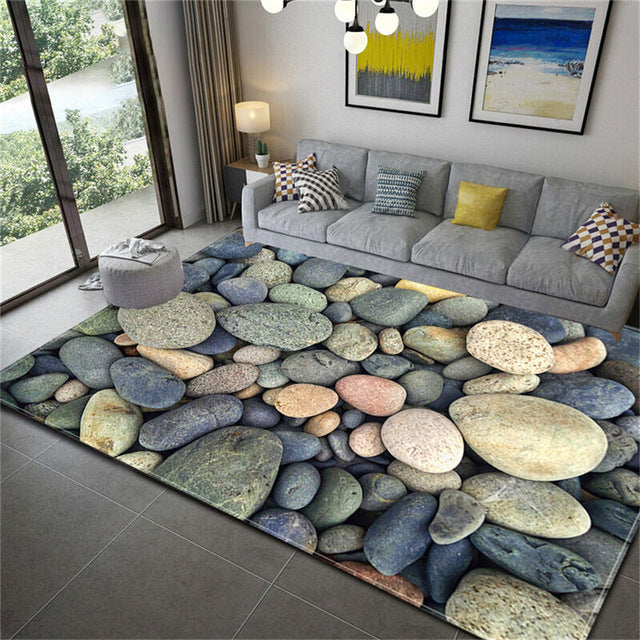 Soft Flannel Large Stones Pattern Carpet