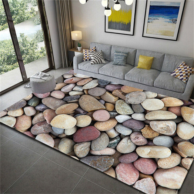 Soft Flannel Large Stones Pattern Carpet