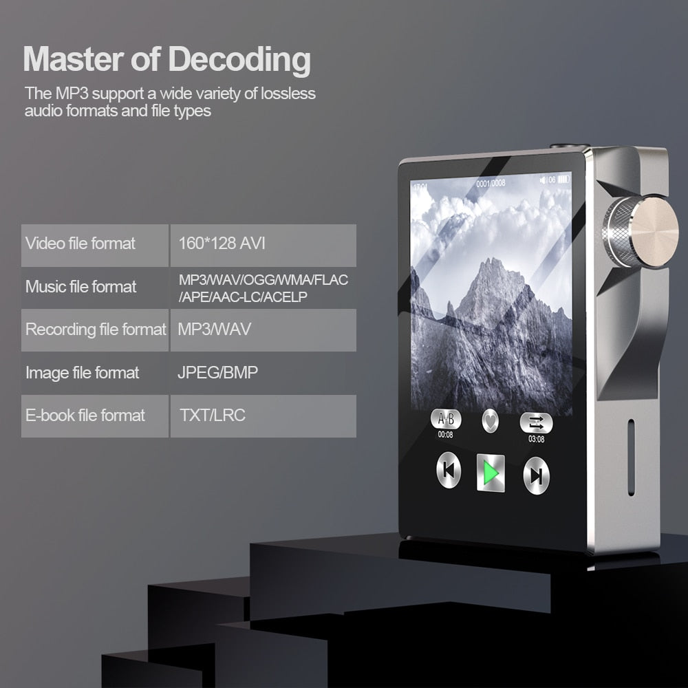 Touch Screen Bluetooth HiFi MP3 Walkman With Earphones