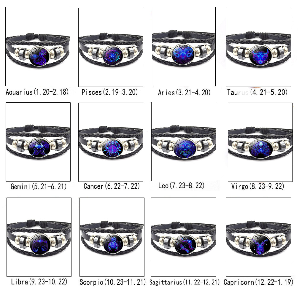 Zodiac Woven Luminous Stainless Steel Bracelet