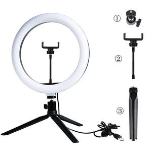 LED Selfie/Youtube Video lighting With Tripod USB Ring Lamp