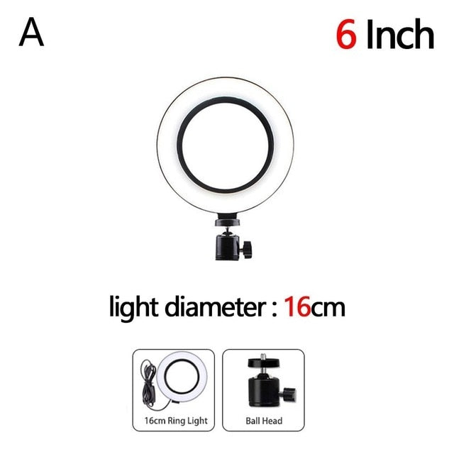 LED Selfie/Youtube Video lighting With Tripod USB Ring Lamp