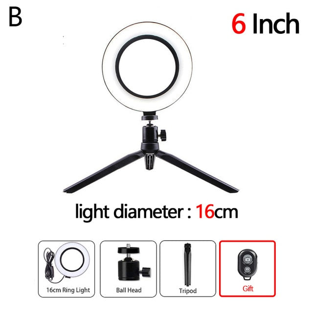 LED Selfie/Youtube Video lighting With Tripod USB Ring Lamp