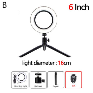 LED Selfie/Youtube Video lighting With Tripod USB Ring Lamp