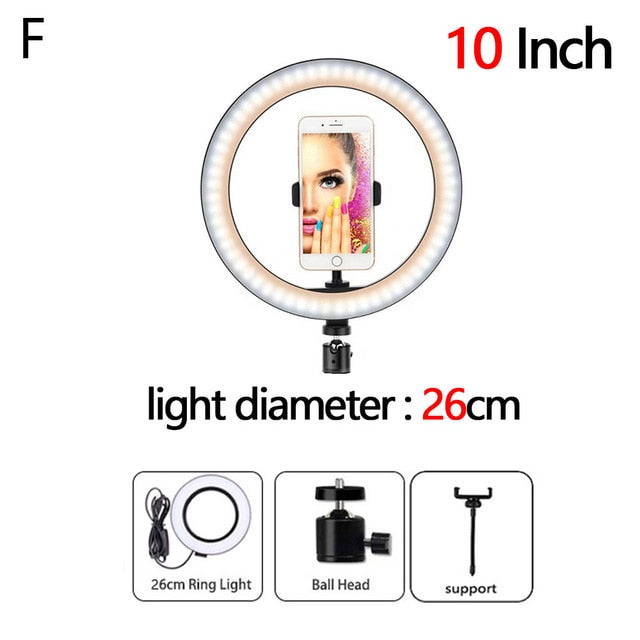 LED Selfie/Youtube Video lighting With Tripod USB Ring Lamp