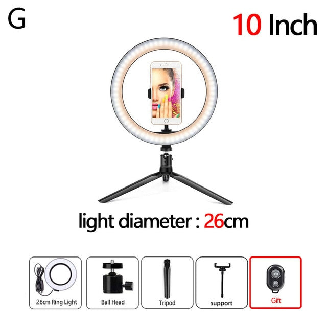 LED Selfie/Youtube Video lighting With Tripod USB Ring Lamp