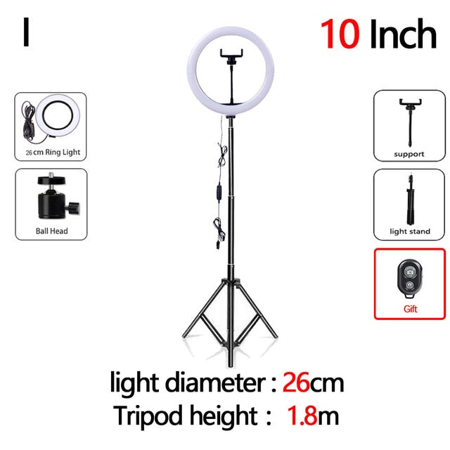 LED Selfie/Youtube Video lighting With Tripod USB Ring Lamp