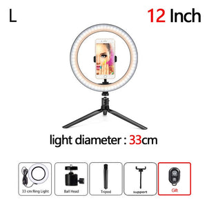 LED Selfie/Youtube Video lighting With Tripod USB Ring Lamp