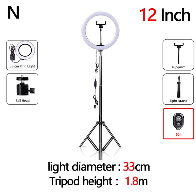 LED Selfie/Youtube Video lighting With Tripod USB Ring Lamp