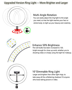 LED Selfie/Youtube Video lighting With Tripod USB Ring Lamp